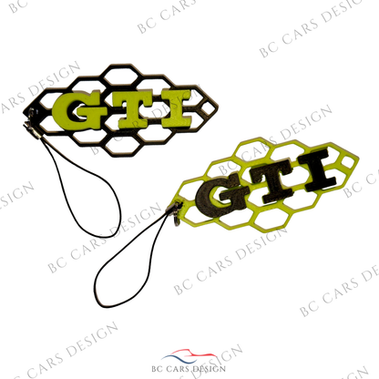Porte-clé design GTI – Vert / Noir | Style nid d’abeille