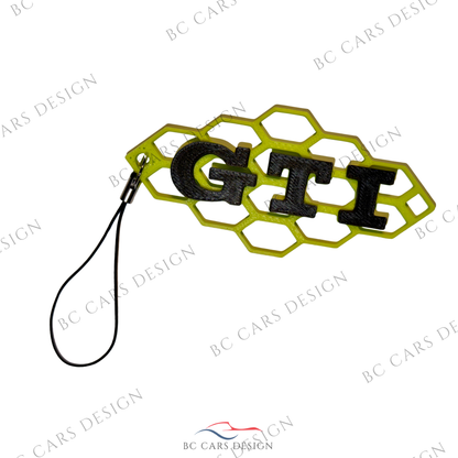 Porte-clé design GTI – Vert / Noir | Style nid d’abeille
